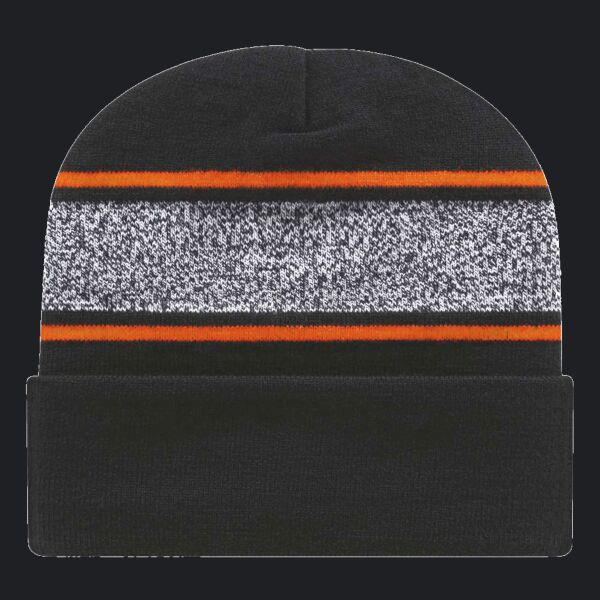 USA-Made Variegated Striped Cuffed Beanie Thumbnail