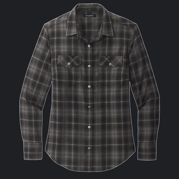 Women's Long Sleeve Ombre Plaid Shirt Thumbnail