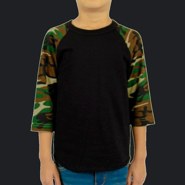 Youth Three-Quarter Sleeve Camo Raglan T-Shirt Thumbnail