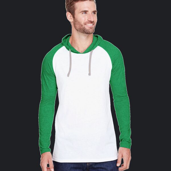 Men's Hooded Raglan Long Sleeve Fine Jersey T-Shirt Thumbnail