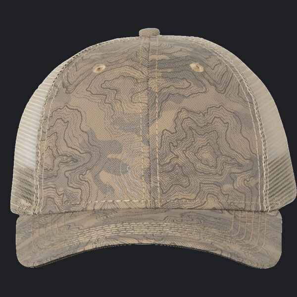 Structured Mid Profile Camo Print Trucker Hat Thumbnail