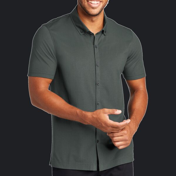 Stretch Pique Full Button Polo Thumbnail