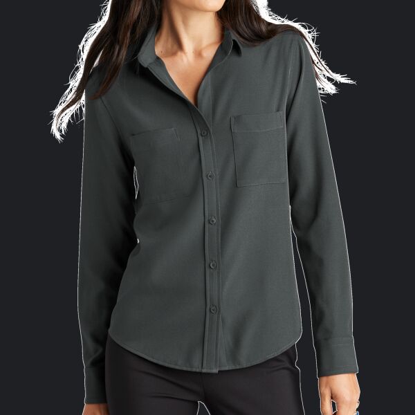 Women's Stretch Crepe Long Sleeve Camp Thumbnail