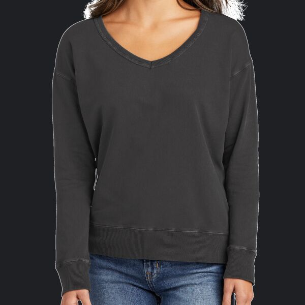 Women's Beach Wash ® Garment Dyed V Neck Sweatshirt Thumbnail