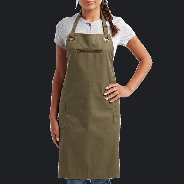Unisex ‘Barley’ Contrast Stitch Recycled Bib Apron Thumbnail