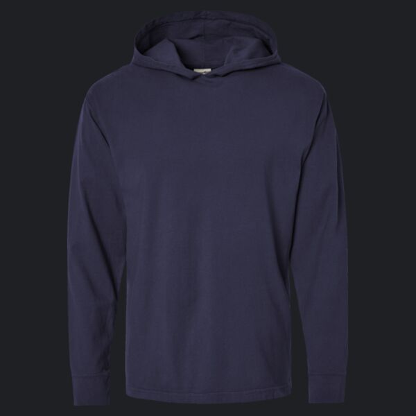 Unisex Garment-Dyed Jersey Hooded Long Sleeve T-Shirt Thumbnail