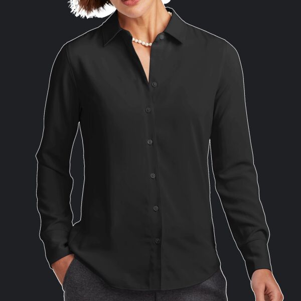 Women's Full Button Satin Blouse Thumbnail