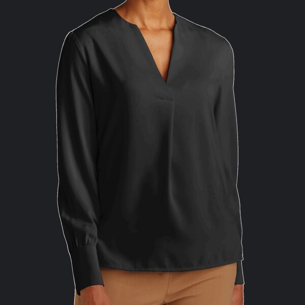 Women's Open Neck Satin Blouse Thumbnail