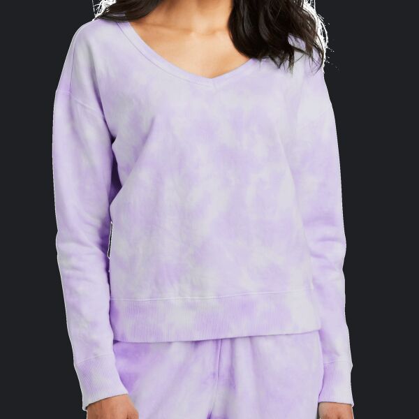 Women's Beach Wash ® Cloud Tie Dye V Neck Sweatshirt Thumbnail