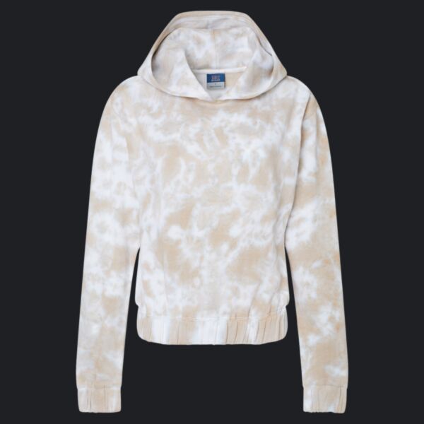 Women's Sueded Fleece Tie-Dyed Crop Hooded Sweatshirt Thumbnail