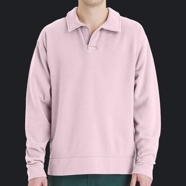 Unisex Garment Dye Polo Collar Sweatshirt Thumbnail