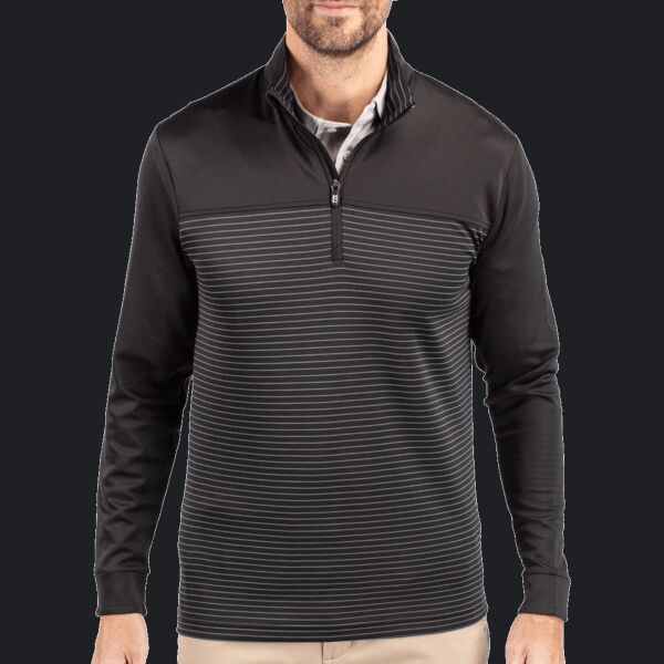Cutter & Buck Traverse Stripe Stretch Quarter Zip Mens Big and Tall Pullover Thumbnail