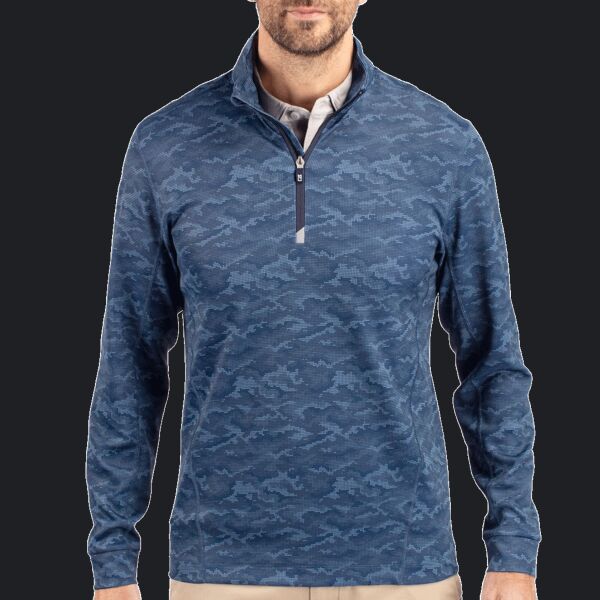 Cutter & Buck Traverse Camo Print Stretch Quarter Zip Mens Big and Tall Pullover Thumbnail