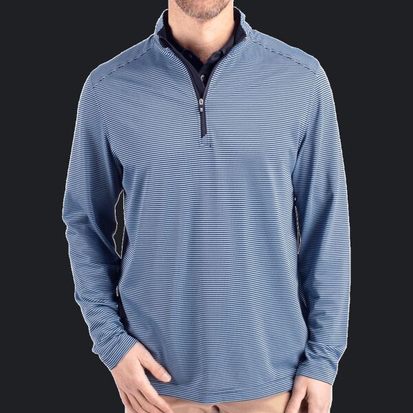 Cutter & Buck Virtue Eco Pique Micro Stripe Recycled Mens Big & Tall Quarter Zip Thumbnail