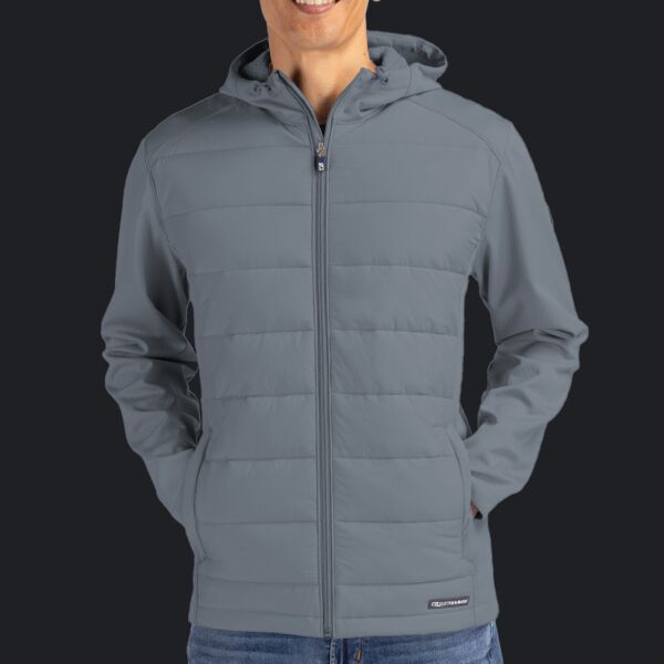 Cutter & Buck Evoke Hybrid Eco Softshell Recycled Full Zip Mens Big & Tall Hooded Jacket Thumbnail