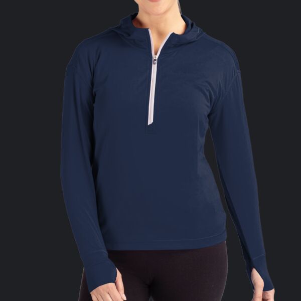 Cutter & Buck Daybreak Eco Recycled Womens Half Zip Hoodie Thumbnail