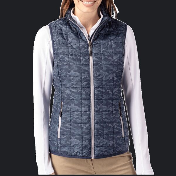 Cutter & Buck Rainier PrimaLoft Womens Eco Insulated Full Zip Printed Puffer Vest Thumbnail