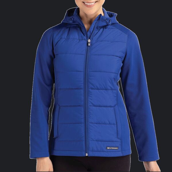 Cutter & Buck Evoke Hybrid Eco Softshell Recycled Full Zip Womens Hooded Jacket Thumbnail