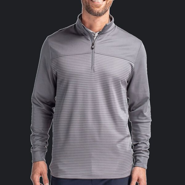 Cutter & Buck Traverse Stripe Stretch Quarter Zip Mens Pullover Thumbnail