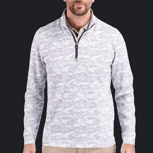Cutter & Buck Traverse Camo Print Stretch Quarter Zip Mens Pullover Thumbnail
