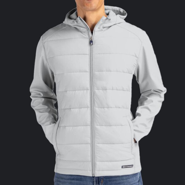 Cutter & Buck Evoke Hybrid Eco Softshell Recycled Full Zip Mens Hooded Jacket Thumbnail