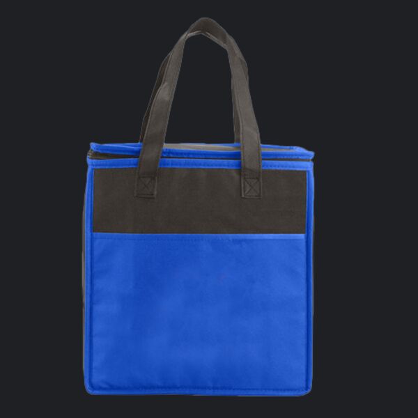 Two-Tone Flat Top Insulated Non-Woven Shopping Tote Bag Thumbnail