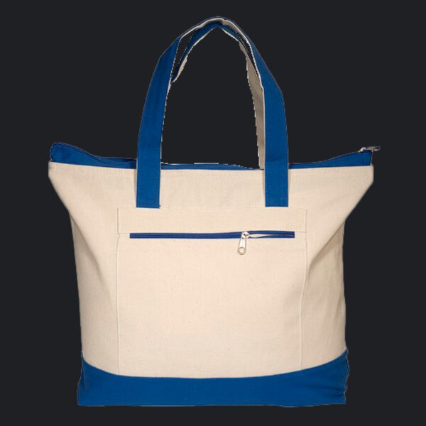 Zippered Cotton Canvas Tote Bag Thumbnail