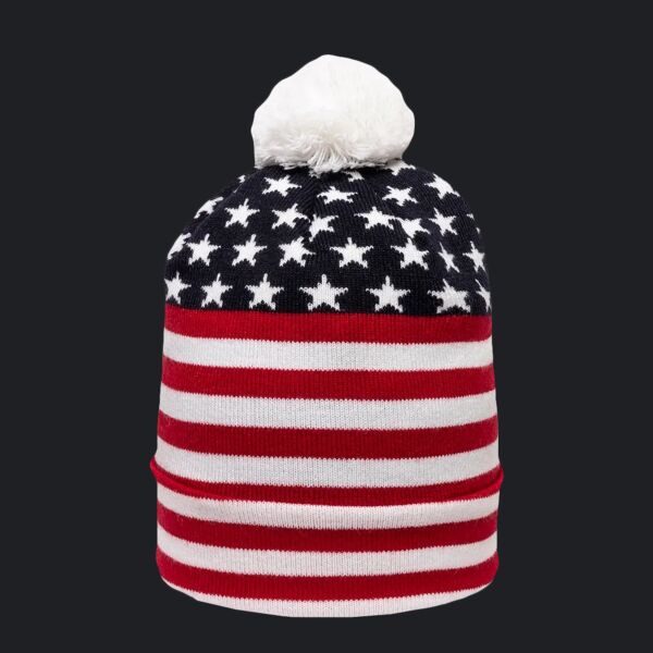 Americana Watch Cap W/Pom Thumbnail