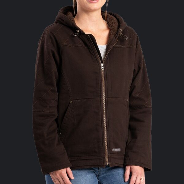 Ladies' Sherpa-Lined Twill Hooded Jacket Thumbnail