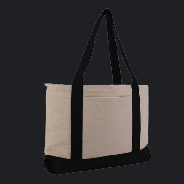Large Zippered Cotton Canvas Tote Thumbnail