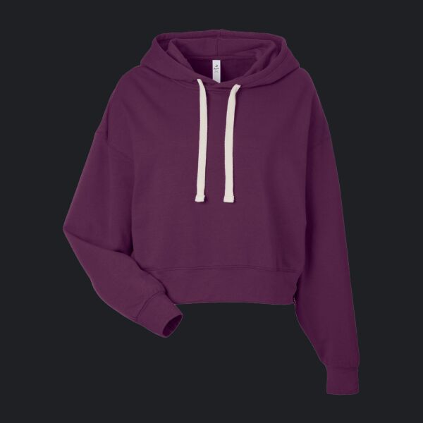 Ladies' Vintage Oversized Cropped Hooded Sweatshirt Thumbnail