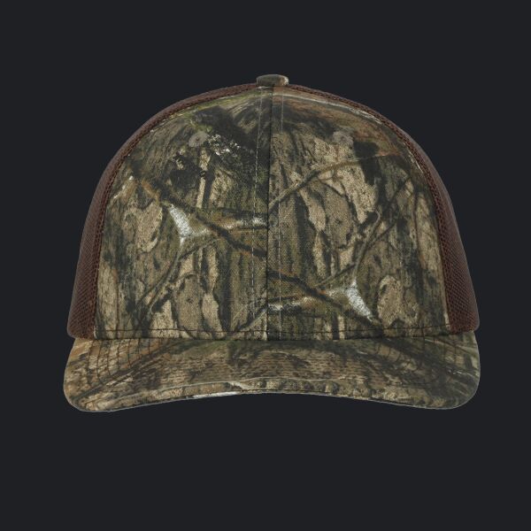 Structured Camo Trucker With Solid Mesh Back Hat Thumbnail