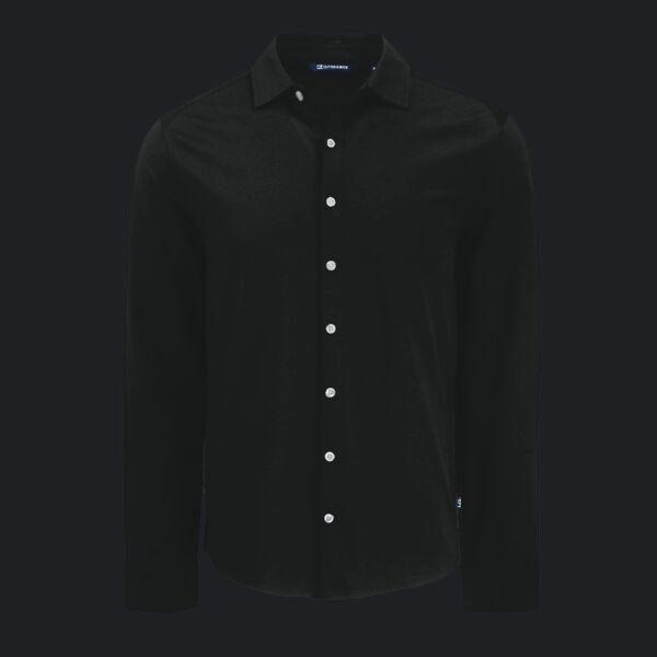Cutter & Buck Advantage Tri-Blend Eco Soft Pique Long Sleeve Knitted Mens Button Down Thumbnail