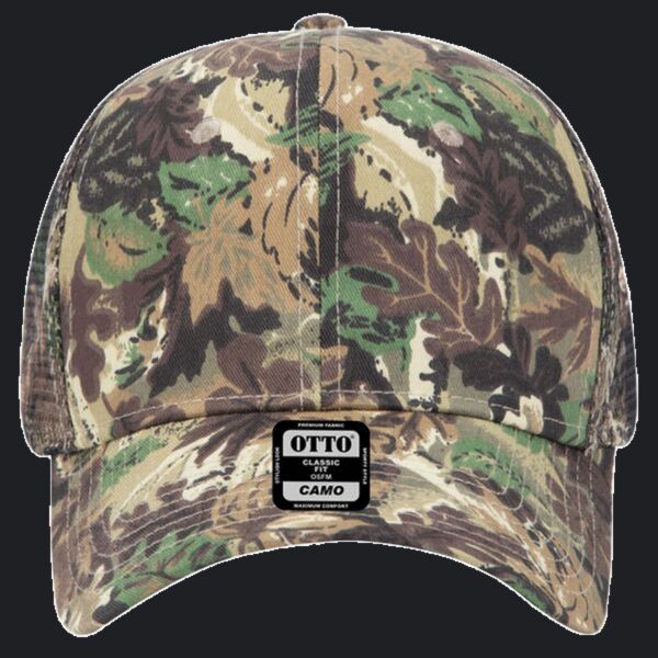 OTTO CAP® Camouflage 6 Panel Mid Profile Mesh Back Trucker Hat Thumbnail