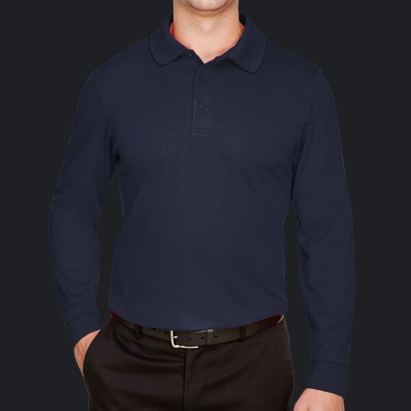 Men's CrownLux Performance® Plaited Long Sleeve Polo Thumbnail