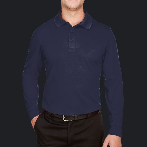 Men's Tall CrownLux Performance® Plaited Long Sleeve Polo Thumbnail
