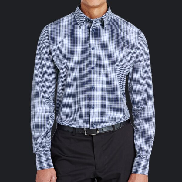 Men's CrownLux Performance® Tonal Mini Check Woven Dress Shirt Thumbnail