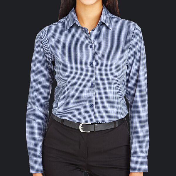 Women's CrownLux Performance® Tonal Mini Check Woven Dress Shirt Thumbnail