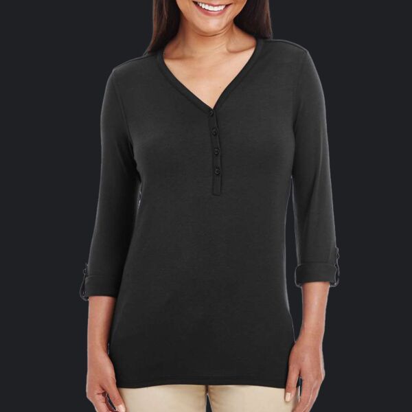 Women's Perfect Fit™ Y-Placket Convertible Sleeve Knit Top Thumbnail