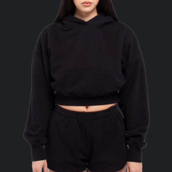 Women's Garment-Dyed Crop Hooded Sweatshirt Thumbnail