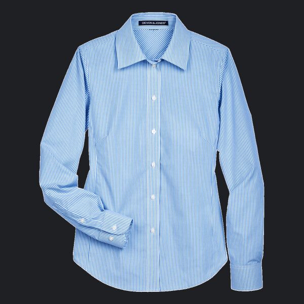 Women's Crown Collection® Banker Stripe Woven Dress Shirt Thumbnail