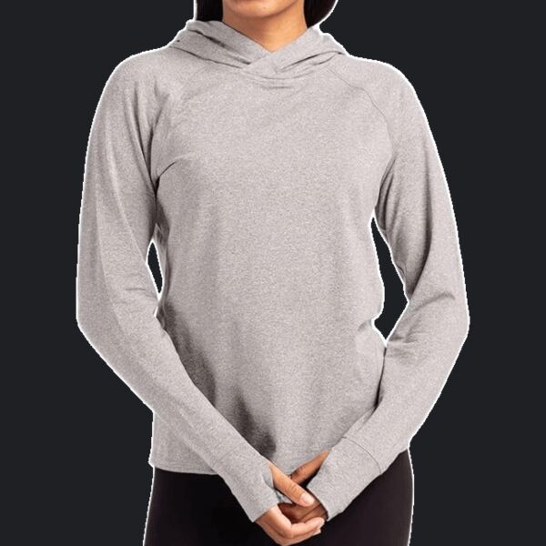 Cutter & Buck Adapt Knit Recycled Womens Heathered Hooded Pullover Thumbnail