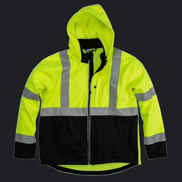 Men's Hi-Vis Class 3 Hooded Soft Shell Jacket Thumbnail