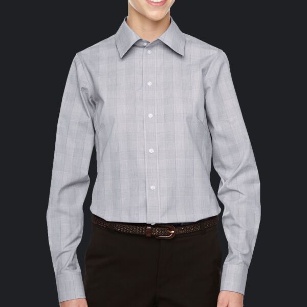Women's Crown Collection® Glen Plaid Woven Dress Shirt Thumbnail