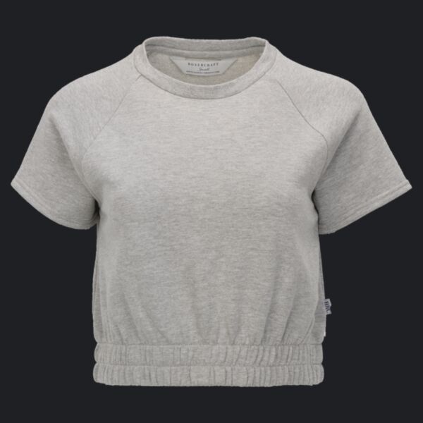 Women's French Terry Short Sleeve Cropped Crewneck Sweatshirt Thumbnail