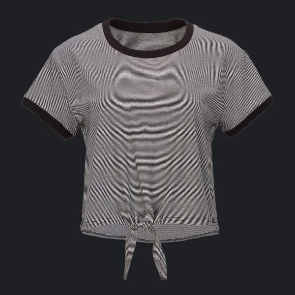 Women's Striped Tie Front T-Shirt Thumbnail