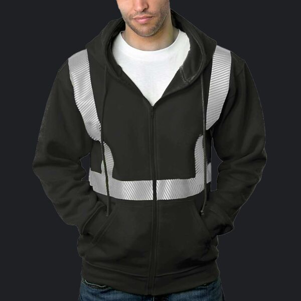 USA-Made Hi-Visibility Full-Zip Hooded Sweatshirt - Segmented Tape Thumbnail