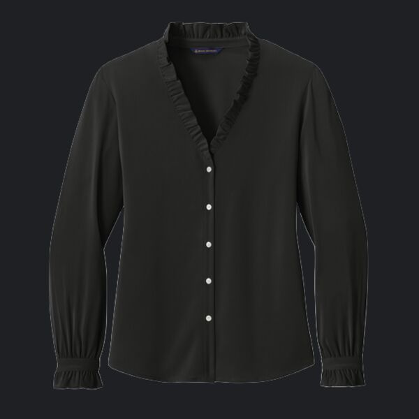 Women's Long Sleeve Ruffle Collar Blouse Thumbnail