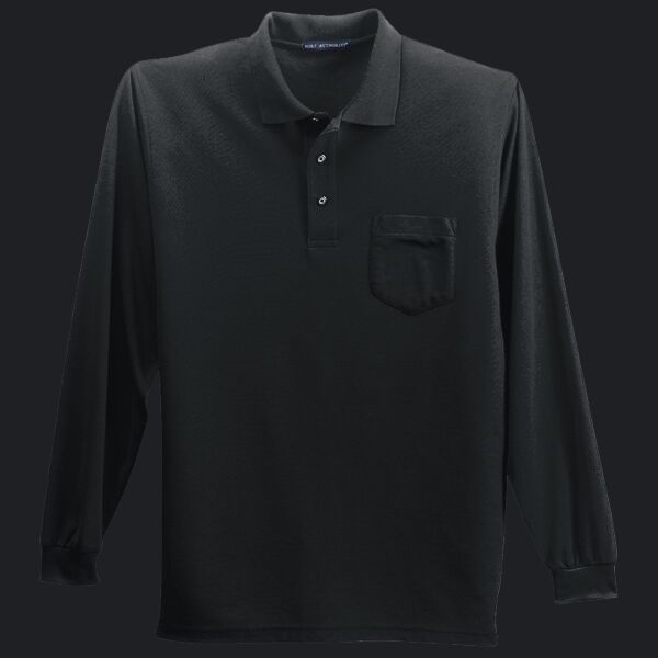 Long Sleeve Silk Touch Polo with Pocket Thumbnail