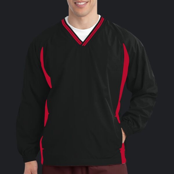 Tipped V Neck Raglan Wind Shirt Thumbnail